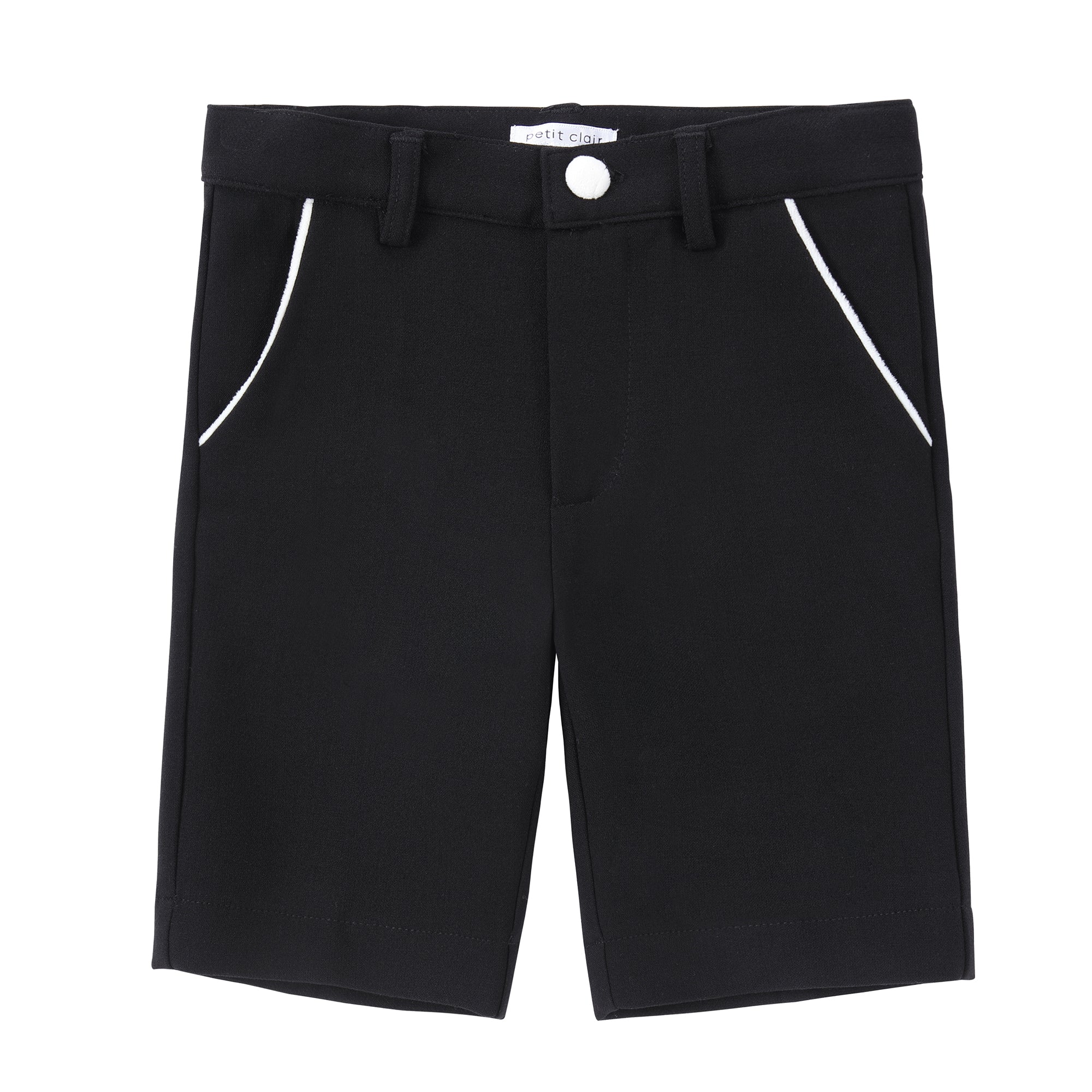 Black Shorts With Ivory Velvet Detail