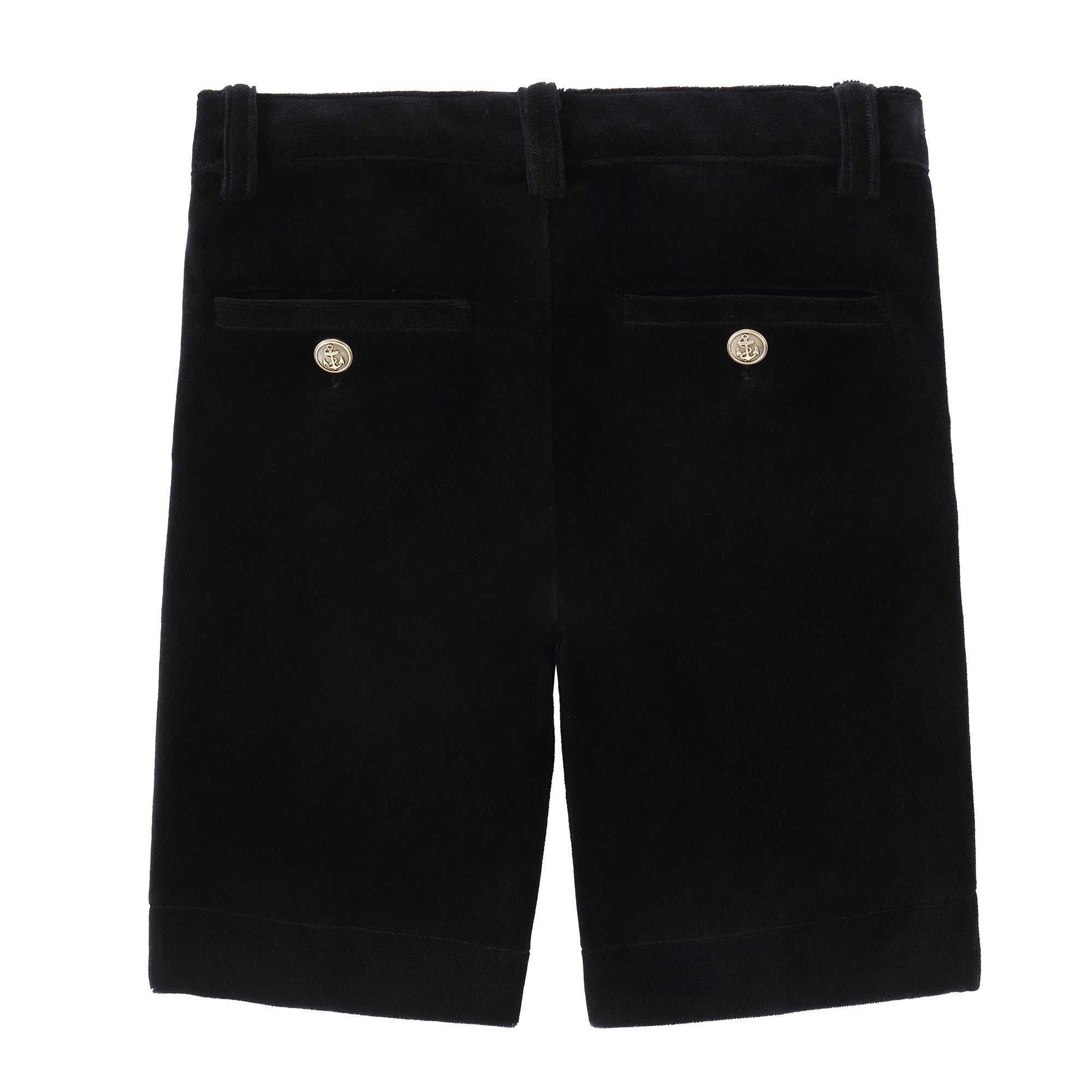 Black Velvet Shorts With Gold Buttons