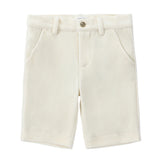 Ivory Velvet Shorts With Gold Buttons