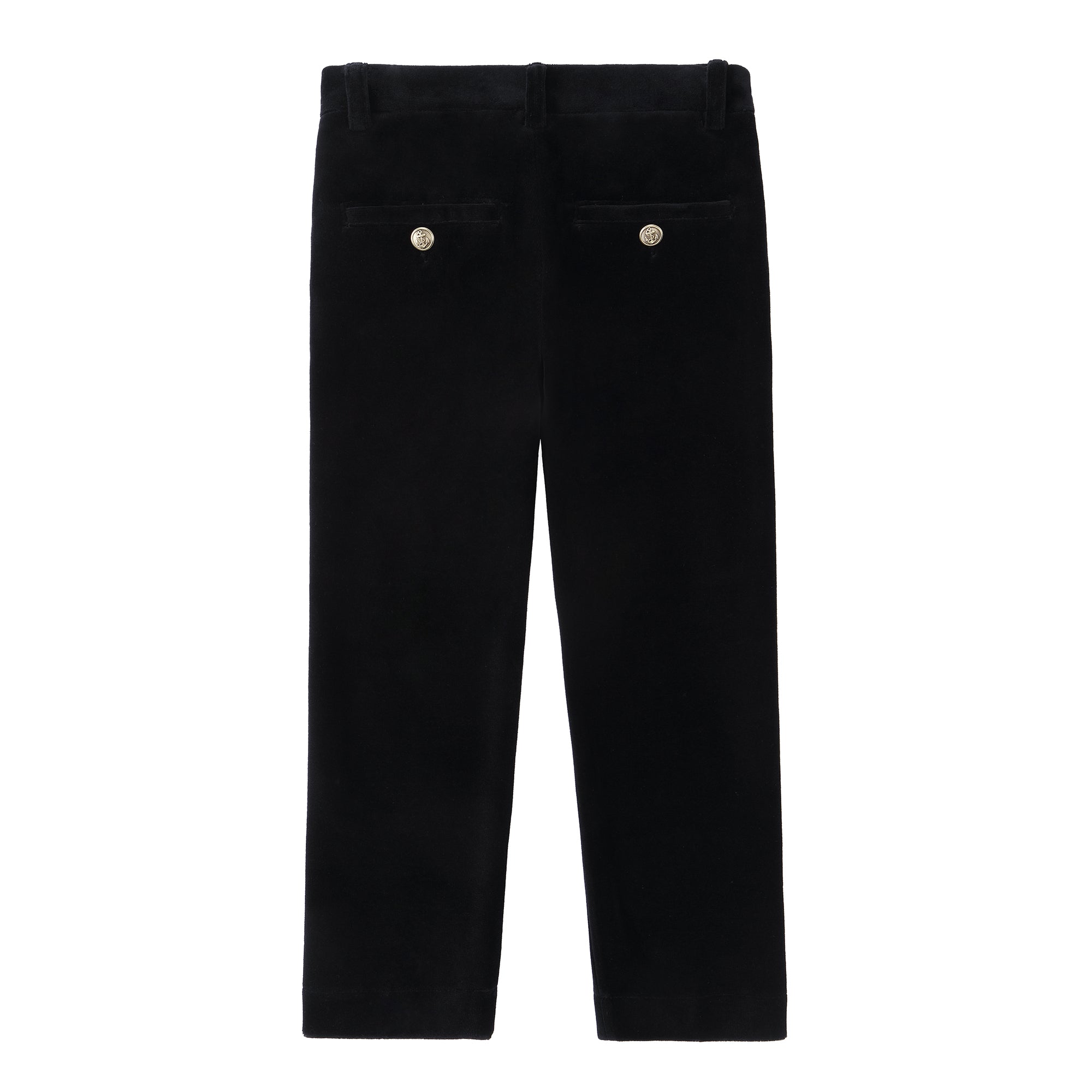 Black Velvet Pants With Gold Buttons