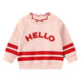 Pink Sweatshirt With Red Velvet "Hello" Detail