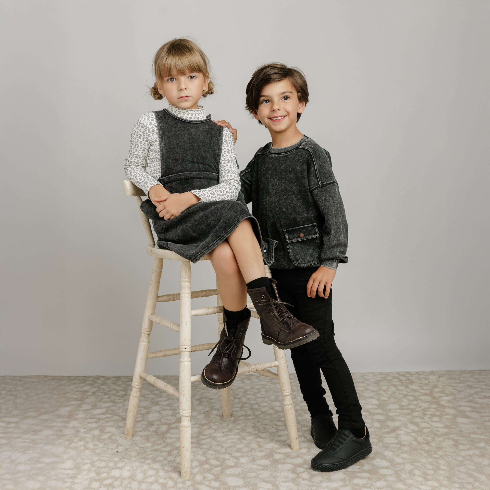 Charcoal Bloom Mock Neck