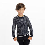 Navy & White Two Tone Sweater