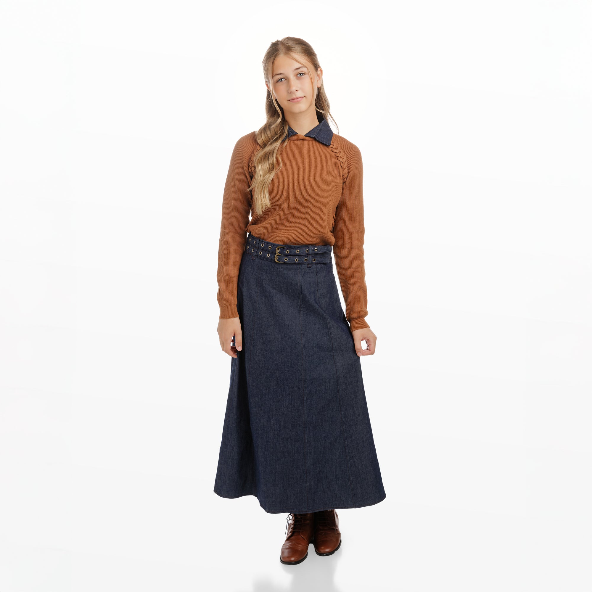 Caramel & Denim Collared Sweater