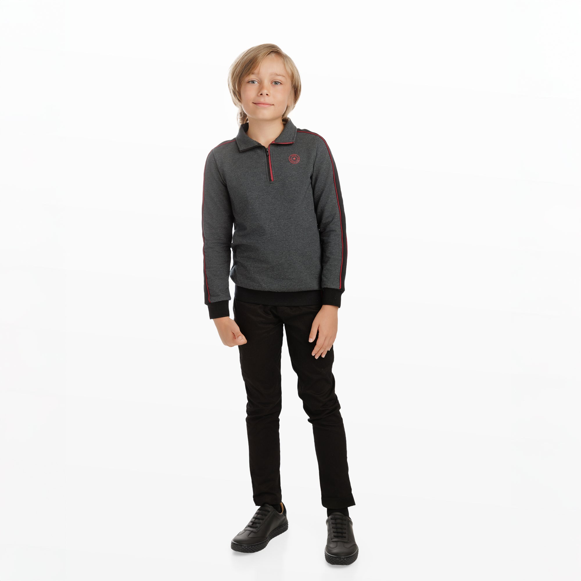 Heather Grey Zipper Polo
