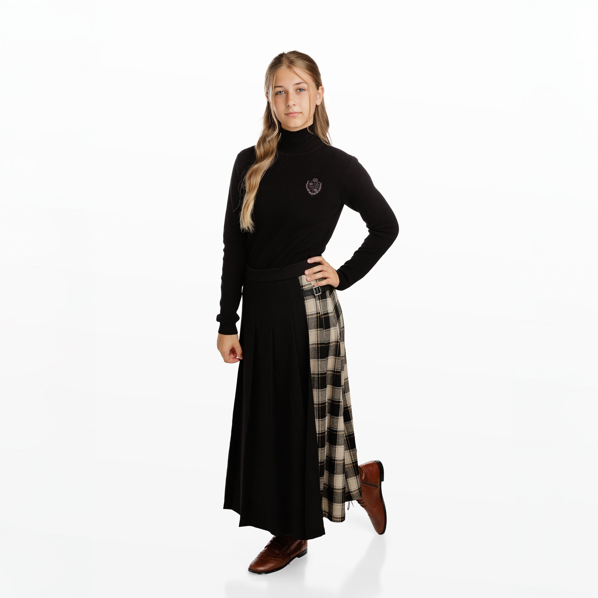 Black & Plaid Wrap Skirt