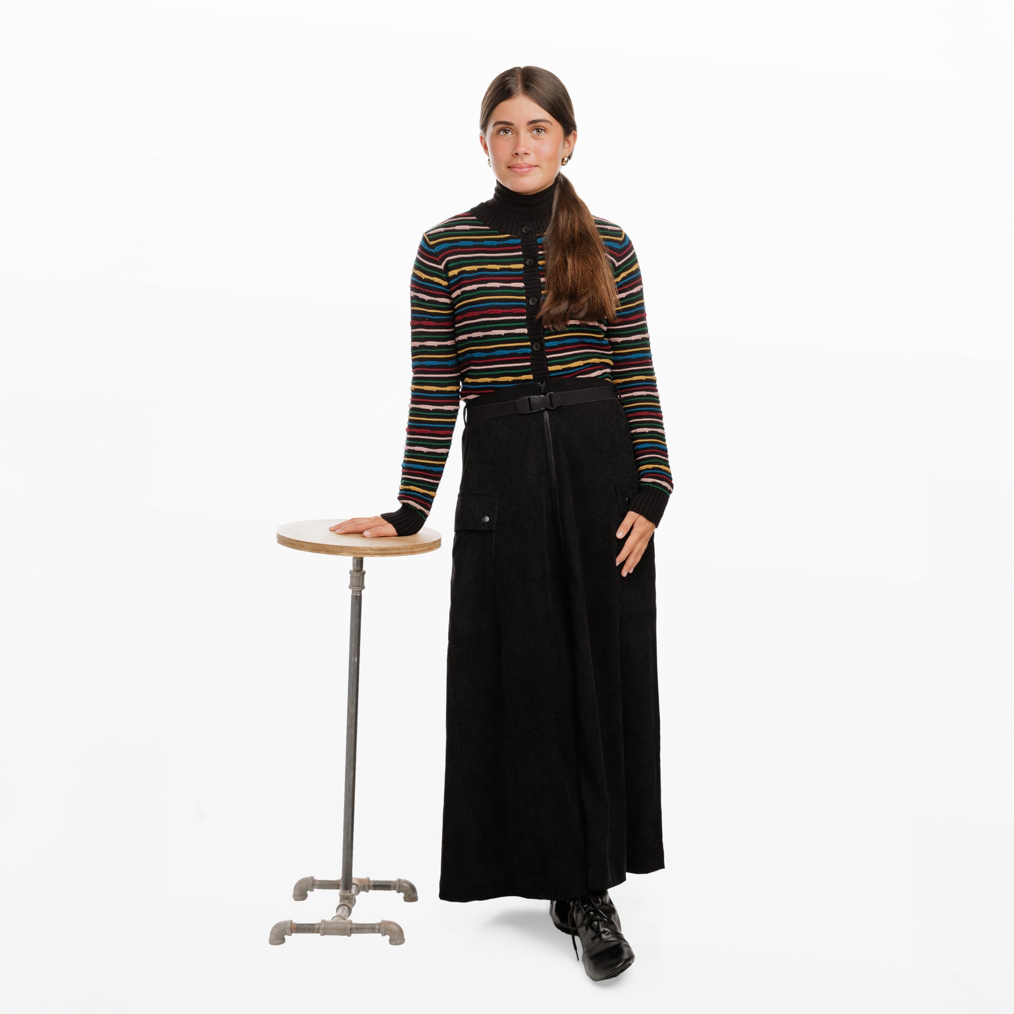 Knitted Multicolor Striped Cardigan