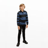 Navy & Black Color Block Polo