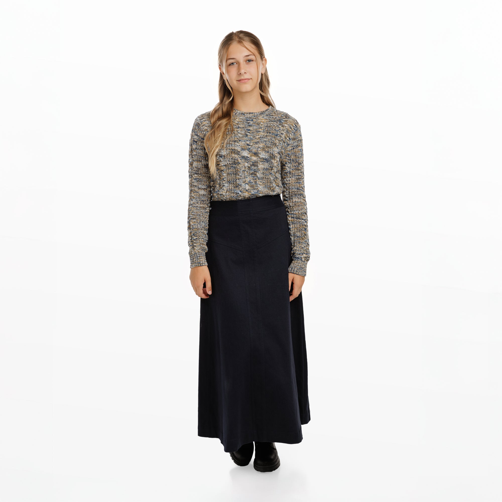 Navy Chino Yoke Skirt