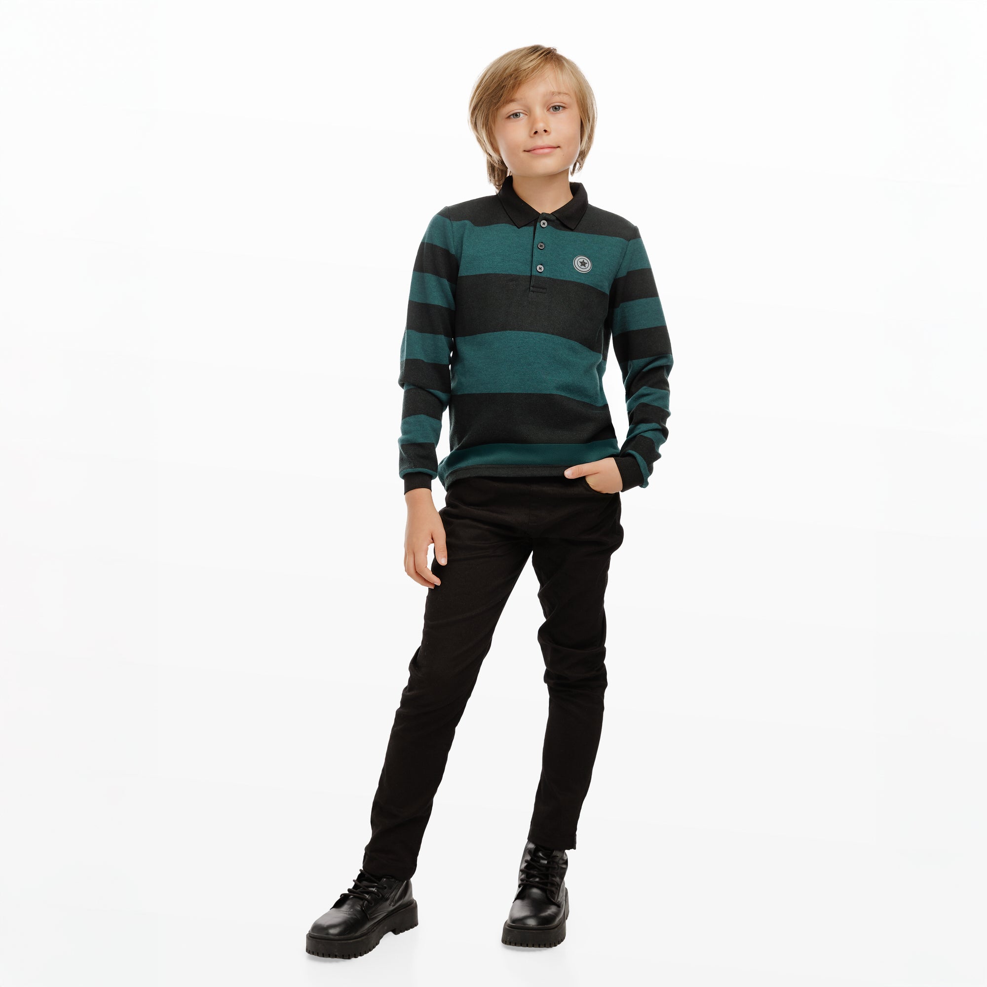 Green & Black Color Block Polo