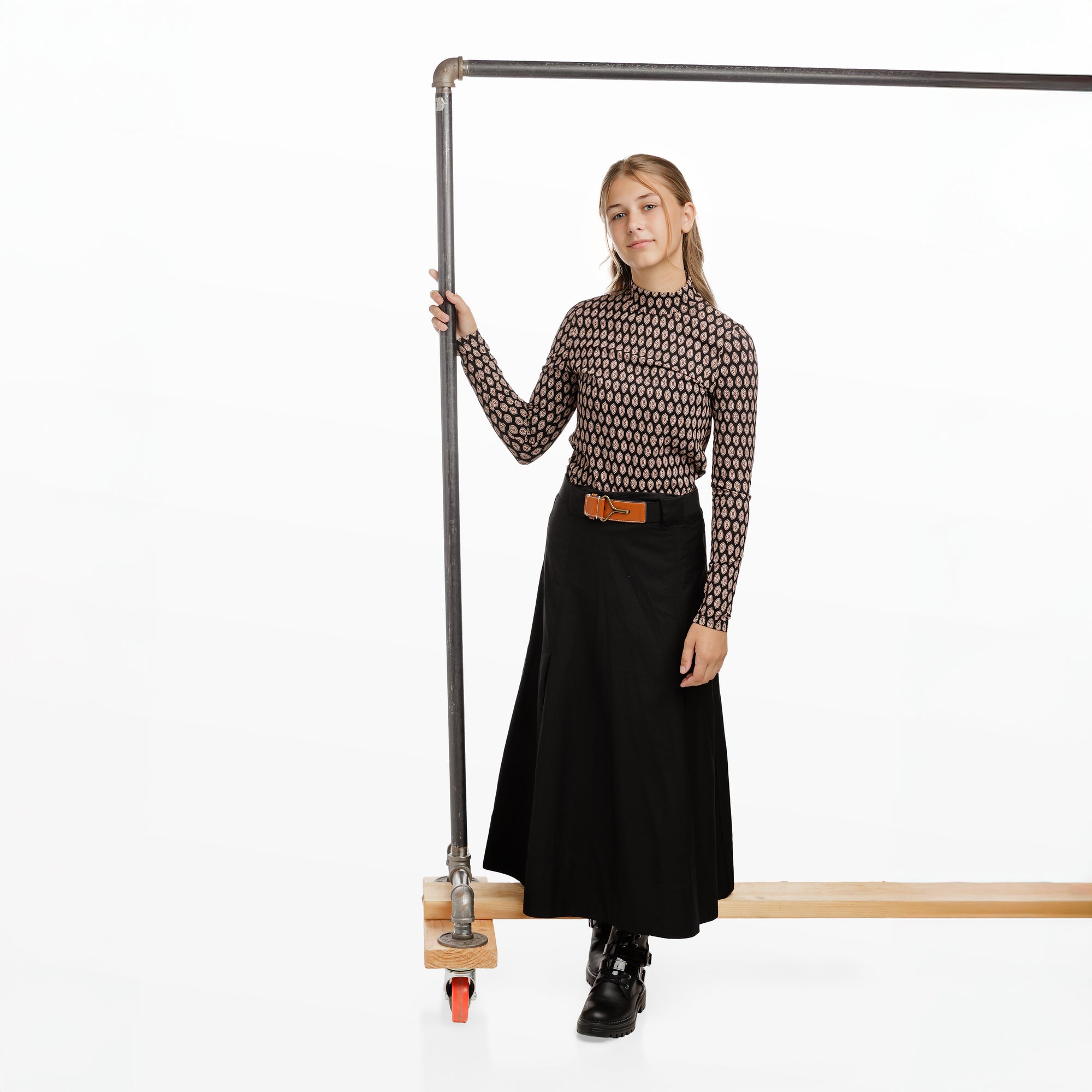 Black Printed Mockneck