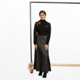 Black Denim A-line Yoke Skirt