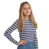 Blue, Peach and Ivory Striped T-Shirt