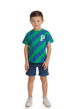 Green and Blue Diagonal Stripe T-Shirt