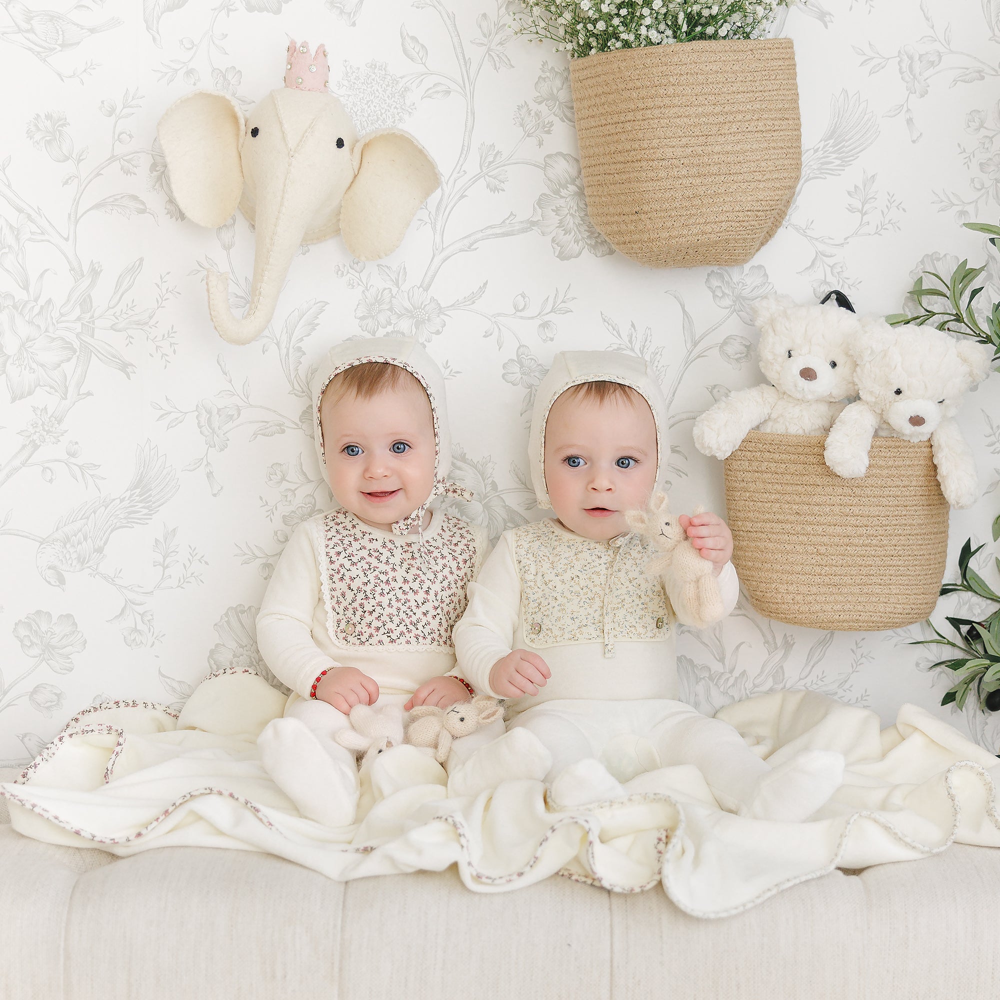 Pink Floral Bib Footie