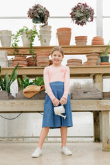 Girls Pink T-Shirt with Red Contrast