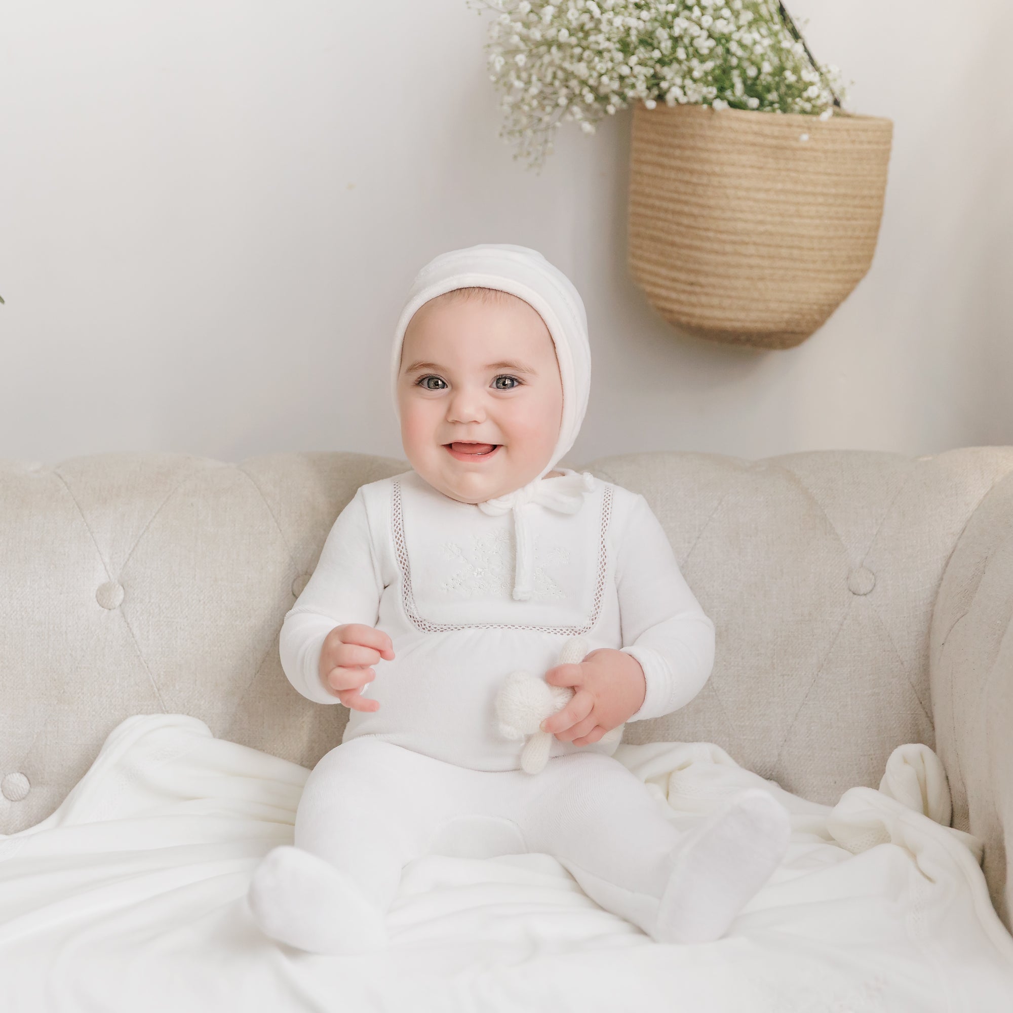 White Embroidered Blanket