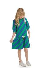 Green and Blue Diagonal Stripe Dress