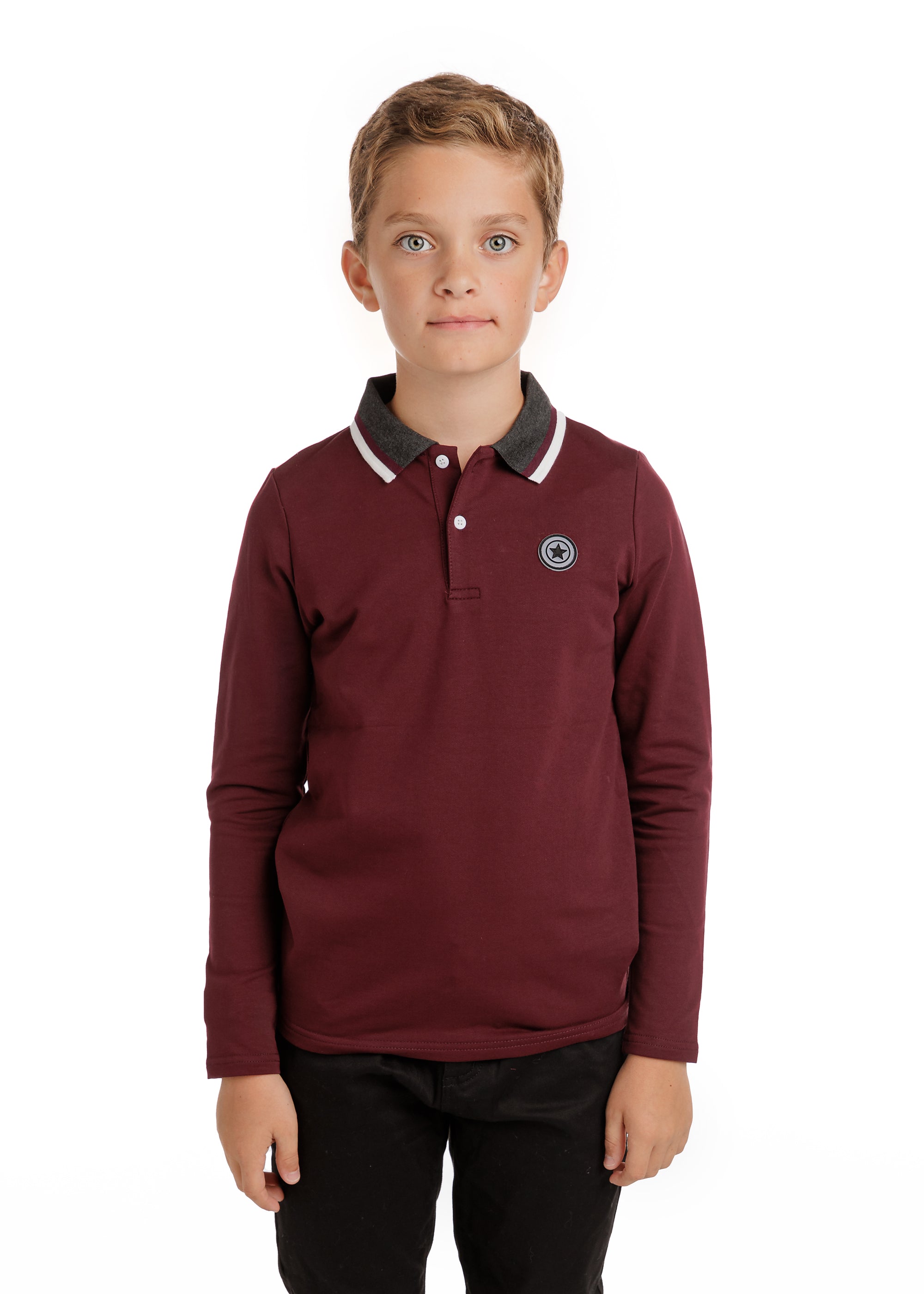 Burgundy / Grey Trim Polo