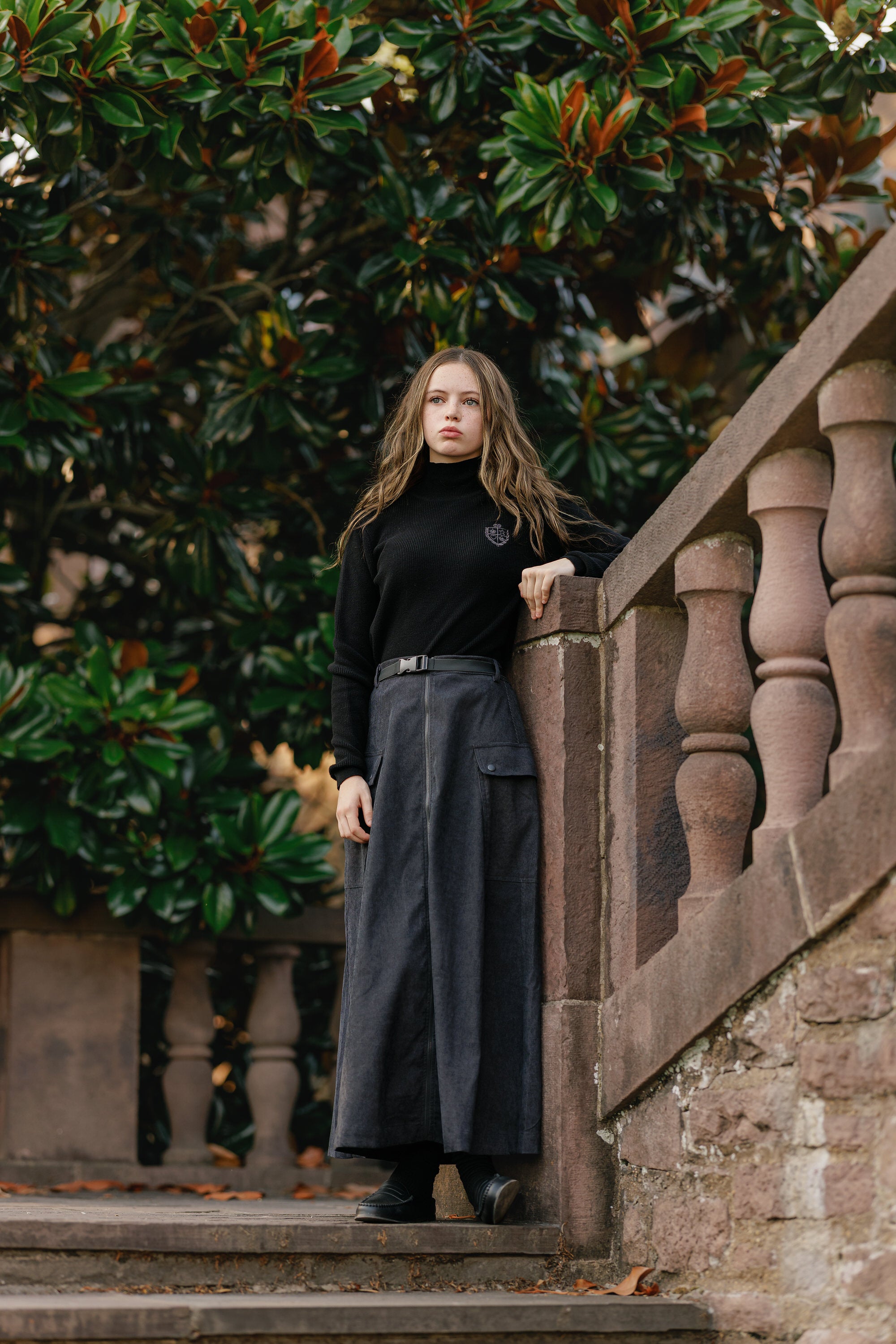 Grey Corduroy Cargo Skirt