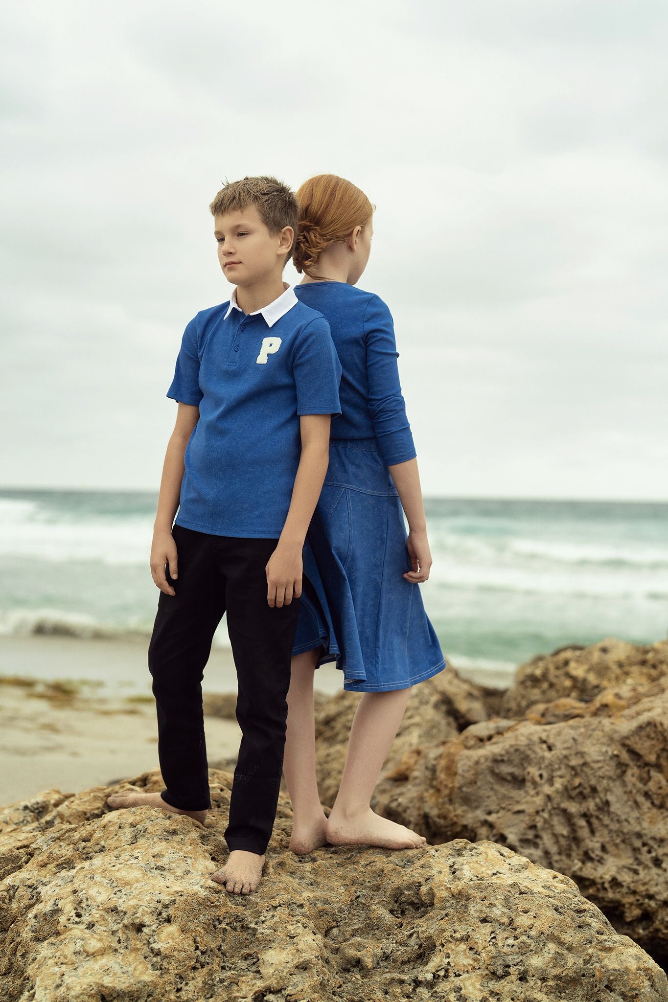Boys True Blue  Polos with White Collar