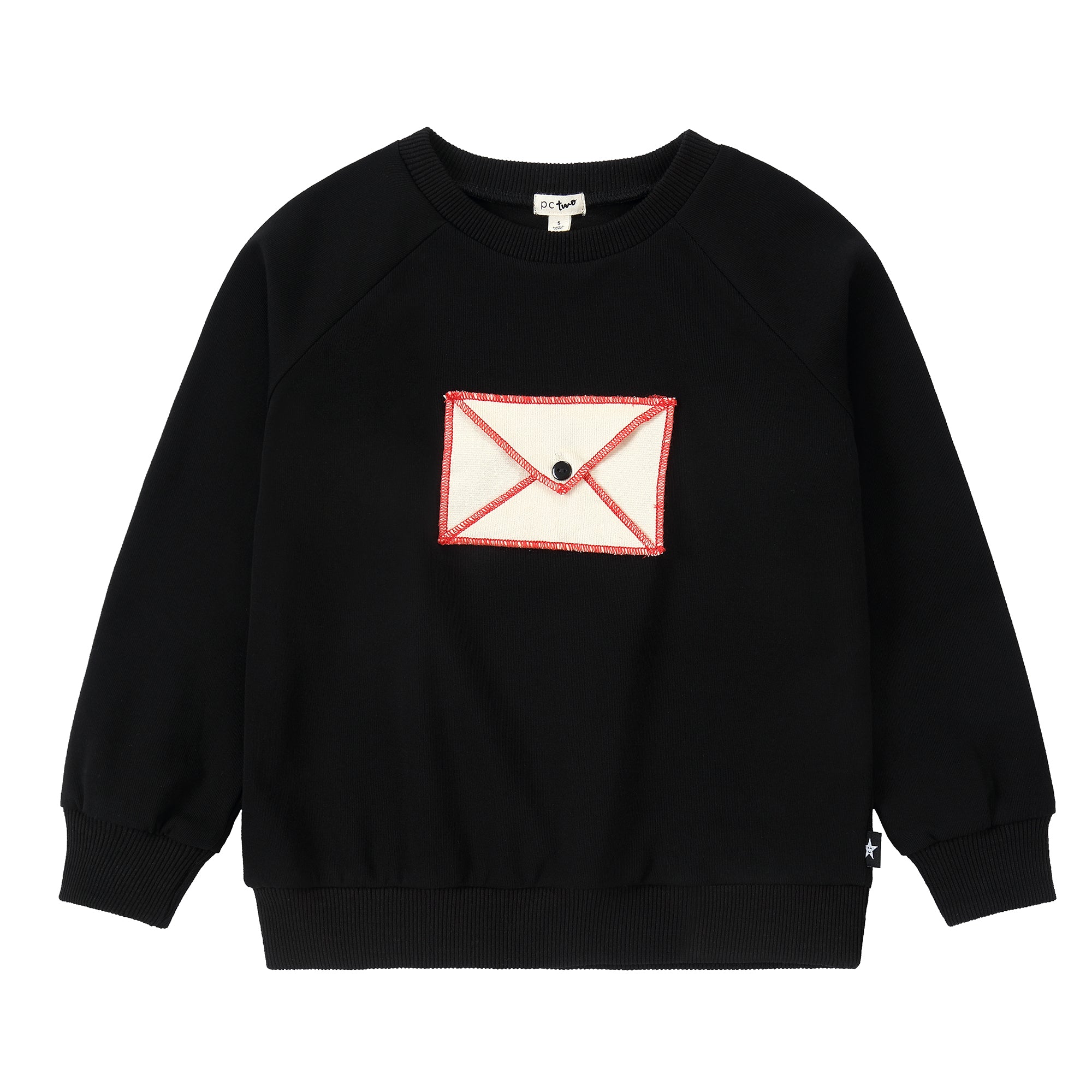 Black Sweatshirt With Envelope Applique Detail