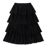 Black Crinkle Textured Tiered Skirt