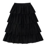 Black Crinkle Textured Tiered Skirt