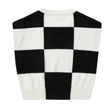 Black and White Cropped Color Block V-Neck Vest