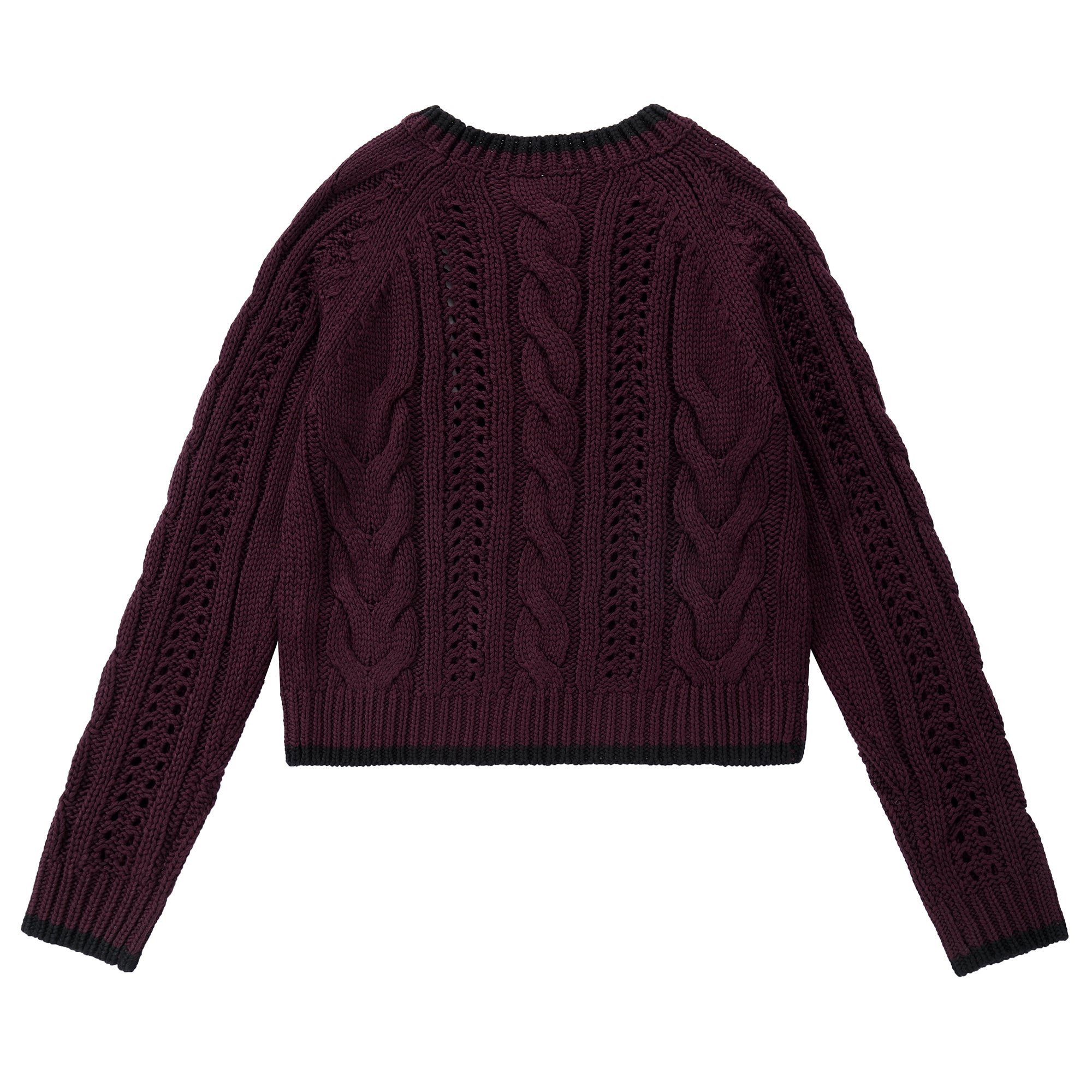 Plum Cable Knit Cropped Sweater