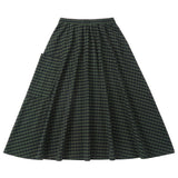 Green Plaid Maxi Skirt With Pocket Detail