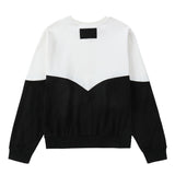 Ivory and Black Suede Colorblock Sweatshirt