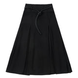 Leather Rope Belted Skirt