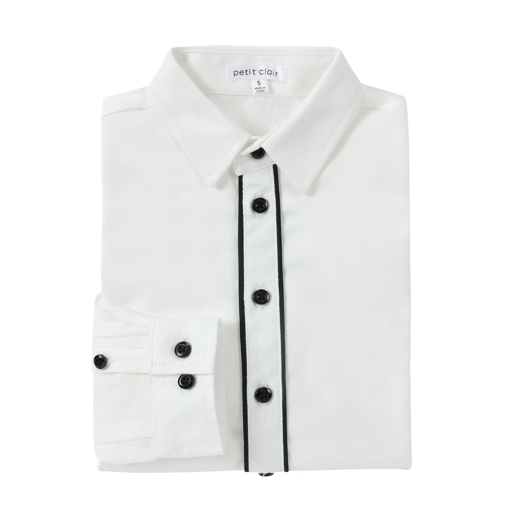 Black Piping Detail White Shirt