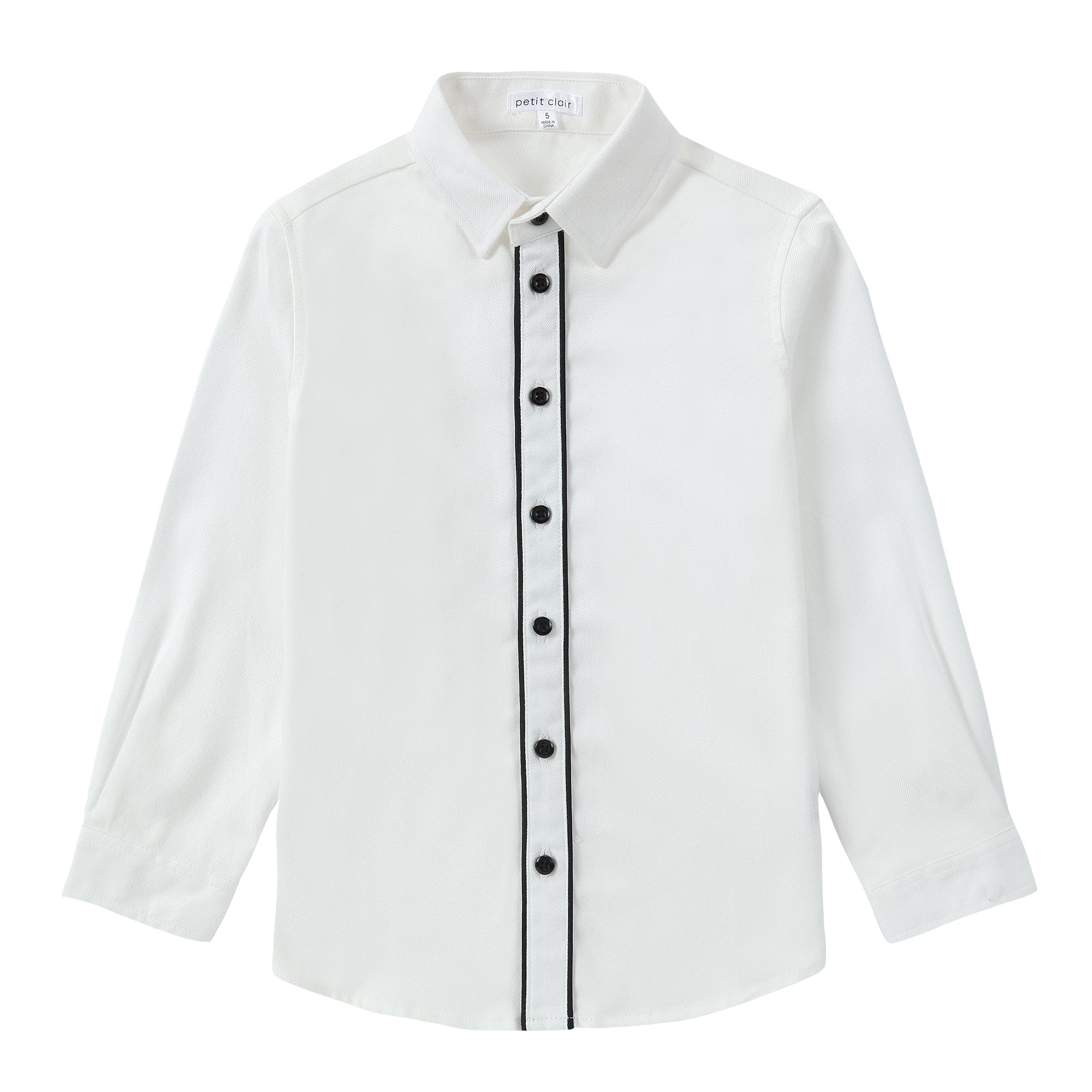 Black Piping Detail White Shirt