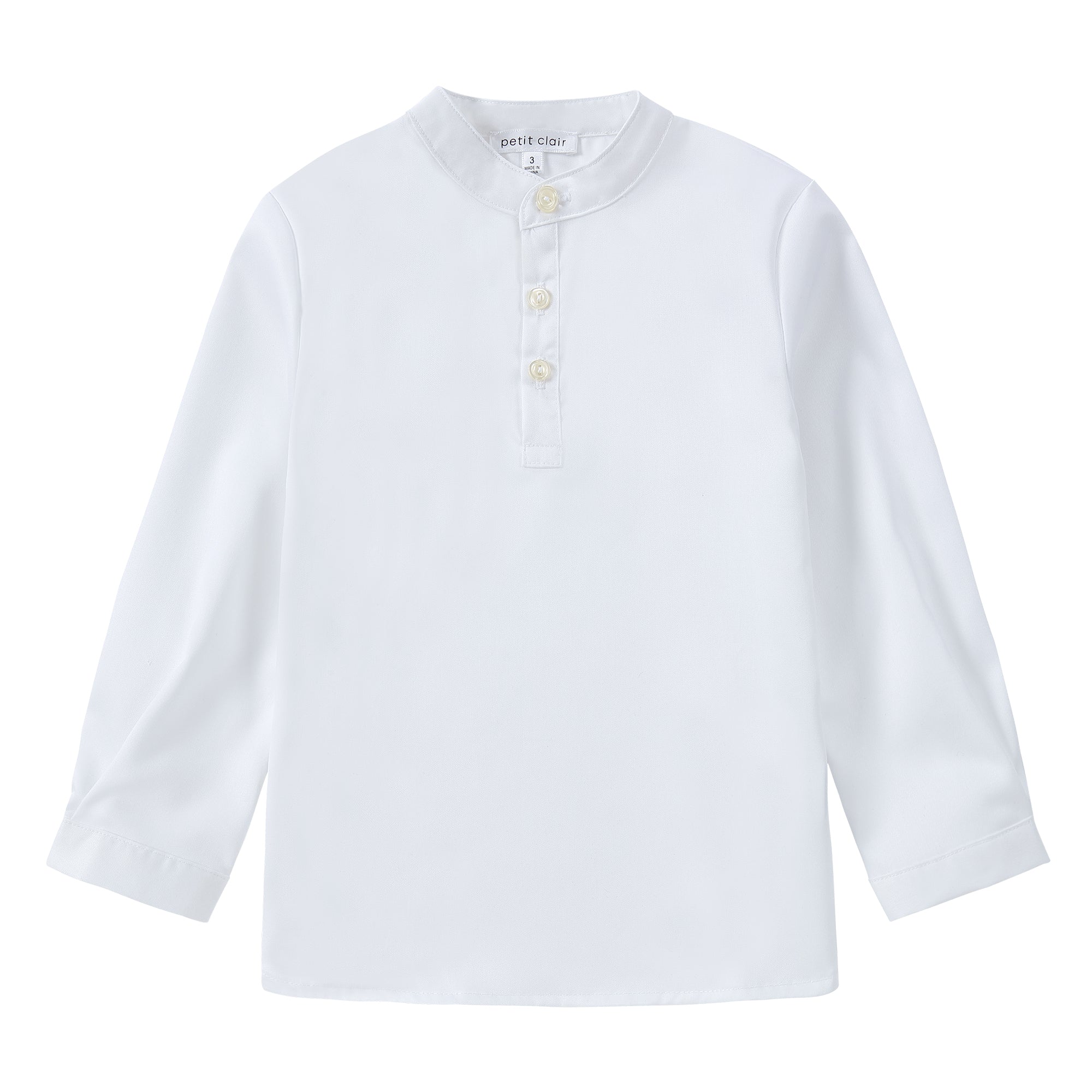 Mandarin Collar White Shirt