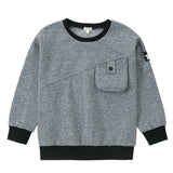 Heather Grey Sweatshirt With Diagonal Seam and Pocket Detail