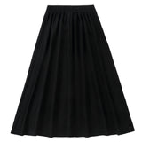 Black Corduroy Midi Yoke Skirt