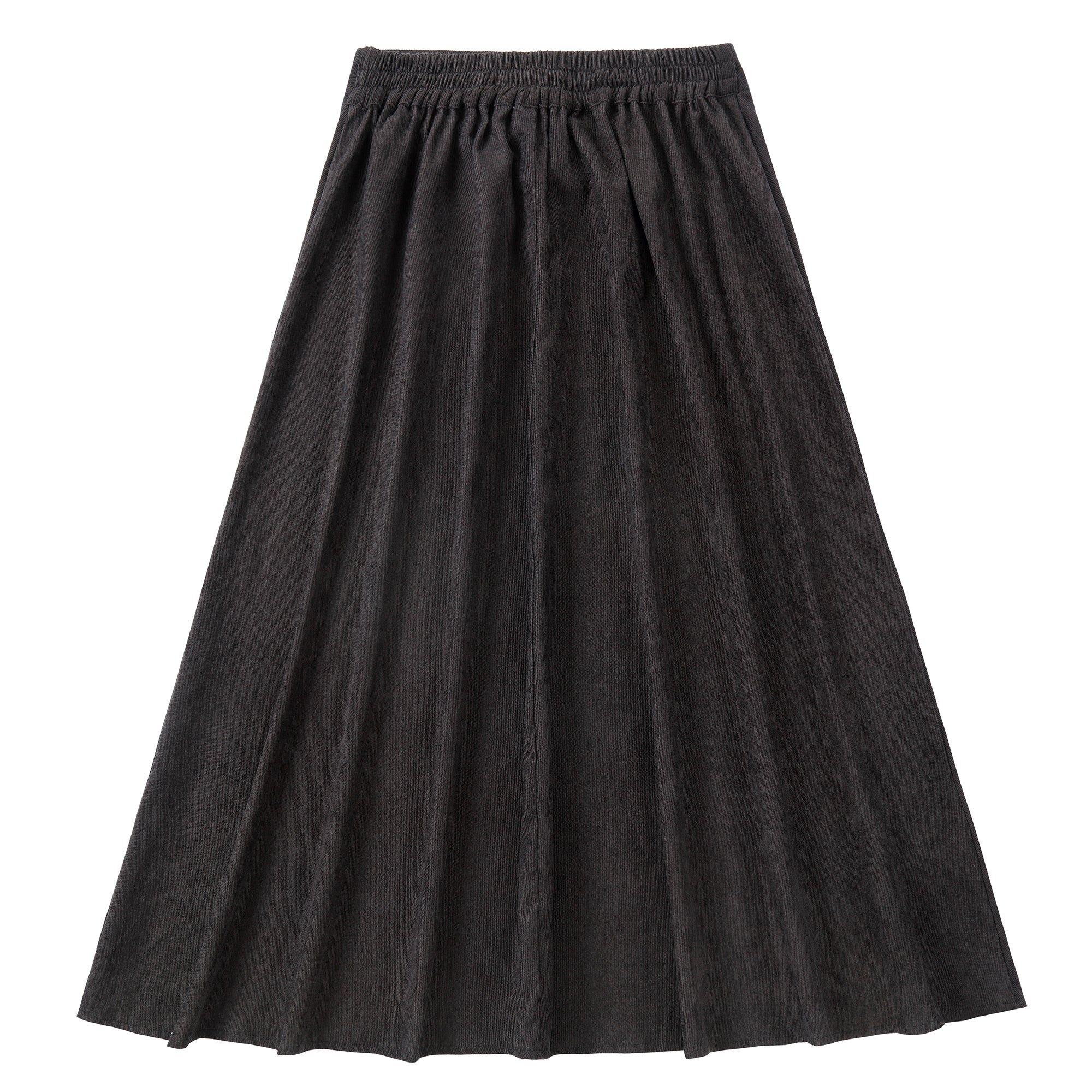 Grey Corduroy Midi Yoke Skirt