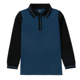 Blue and Black Colorblock Polo
