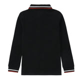 Black Polo With Rust & White Stripe Details