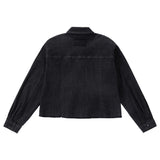 Black Denim Cropped Shirt With Button Closure