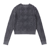 Grey Wash Cable Knit Sweater