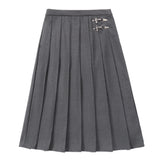 Grey Wide Pleated Skirt