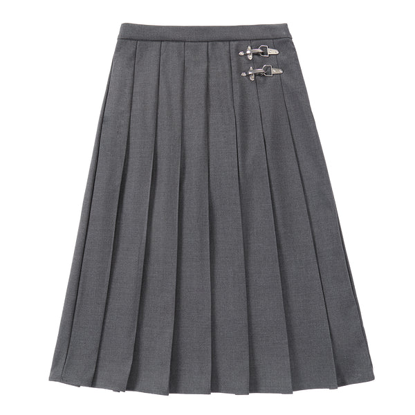 Grey Wide Pleated Skirt – Petit Clair