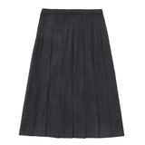 Black Denim Wide Pleated Skirt