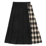 Black & Plaid Wrap Skirt