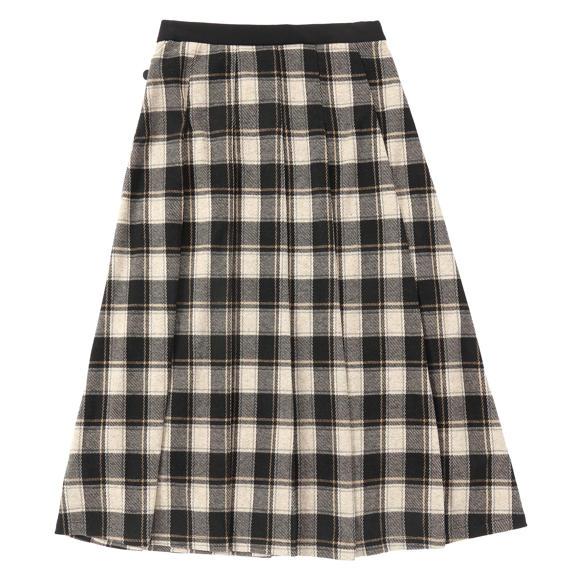 Black & Plaid Wrap Skirt
