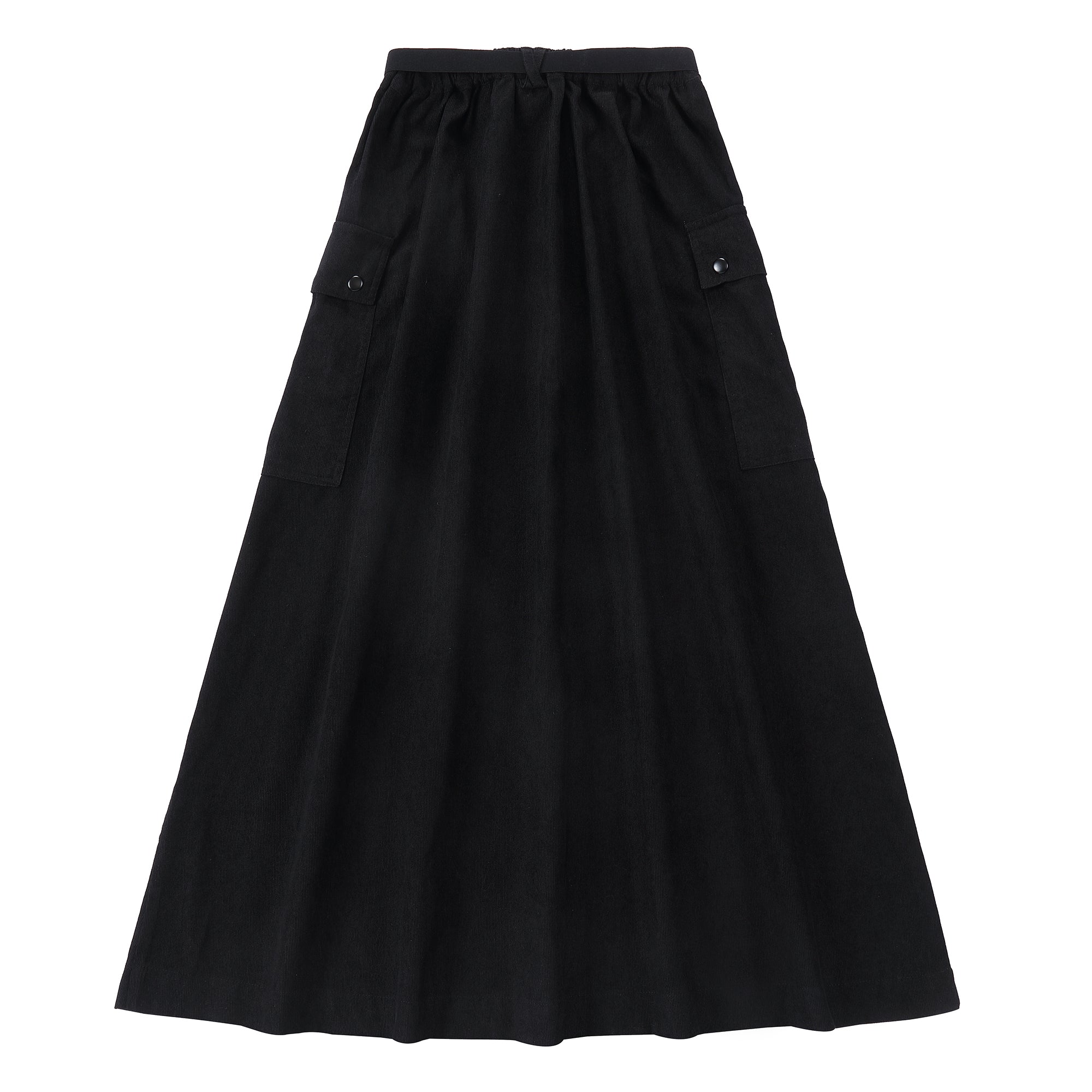 Black Corduroy Cargo Skirt