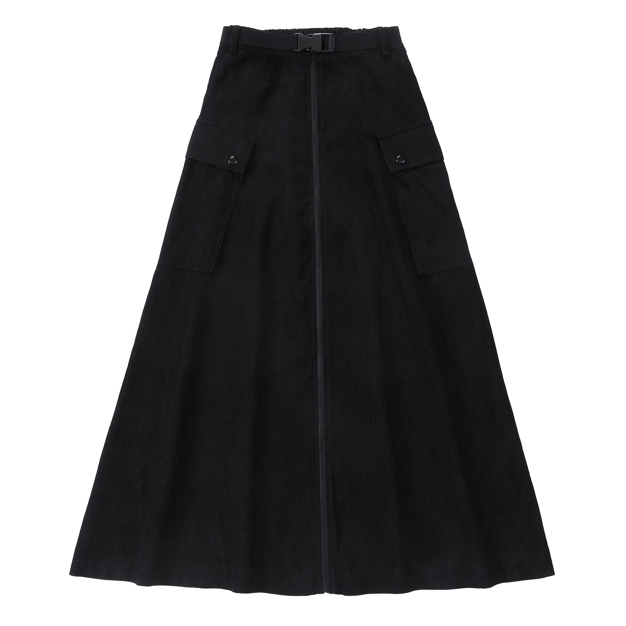 Black Corduroy Cargo Skirt